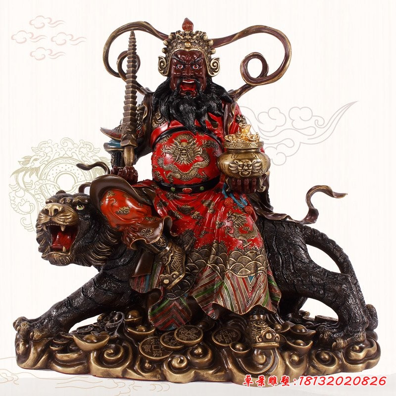 玻璃鋼武財(cái)神趙公明雕塑，玻璃鋼仿銅神像雕塑 (2)[1][1]