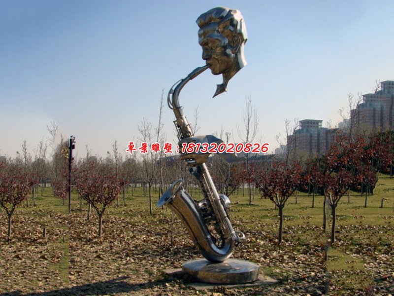 不銹鋼吹嗩吶雕塑，不銹鋼公園雕塑[1]