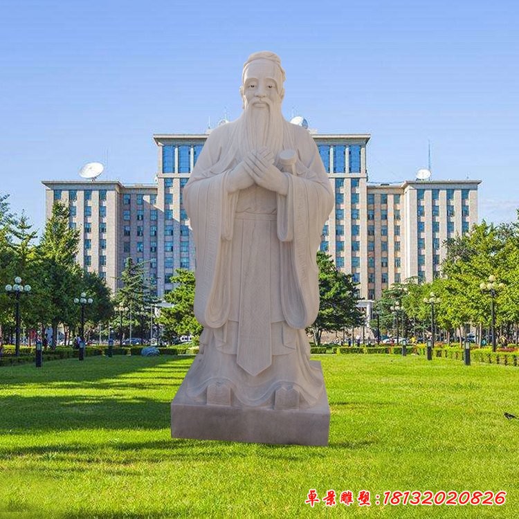 校園名人石雕，大理石孔子雕像