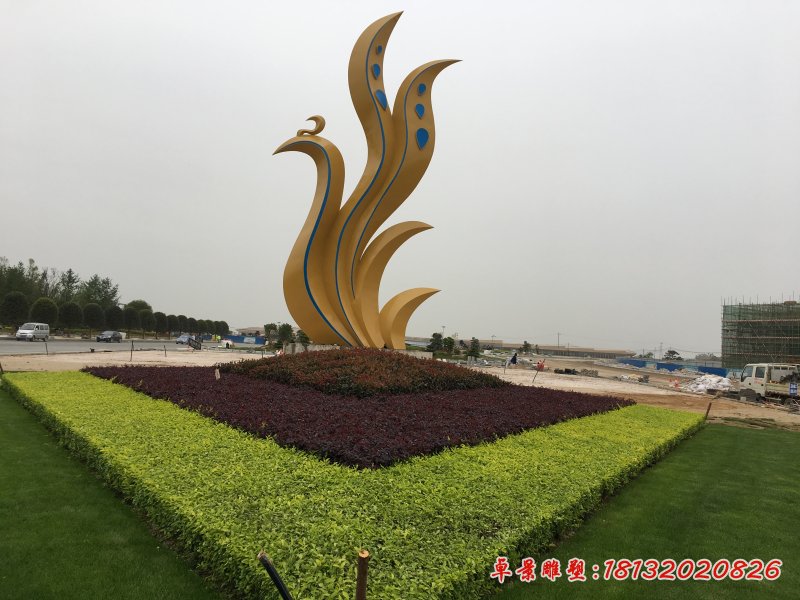 不銹鋼抽象鳳凰雕塑，大型廣場雕塑 (1)[1]