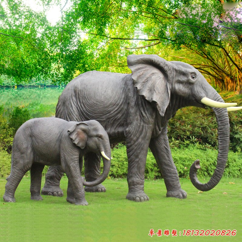 仿真大象雕塑，玻璃鋼仿真動物，公園動物雕塑 (5)[1]