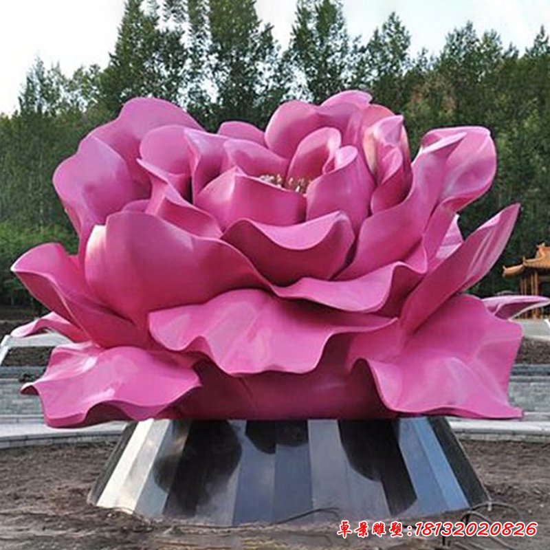 不銹鋼花朵雕塑，公園景觀擺件 (2)