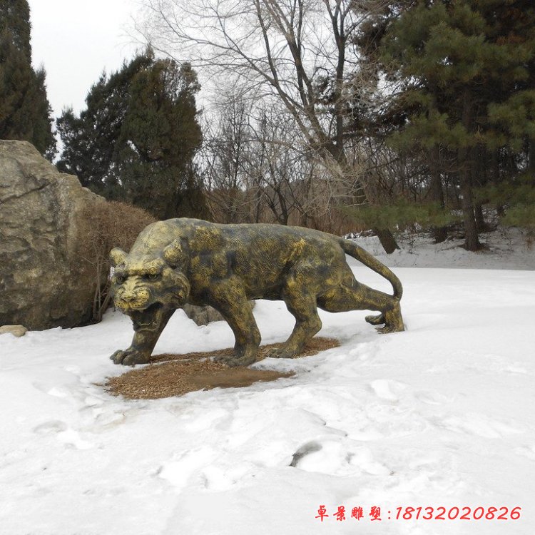 老虎銅雕，公園老虎動(dòng)物雕塑