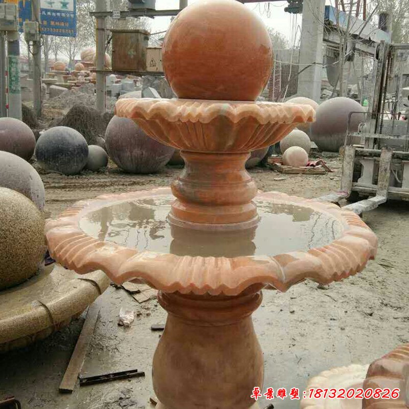 公園景觀石雕，晚霞紅風(fēng)水球噴泉雕塑