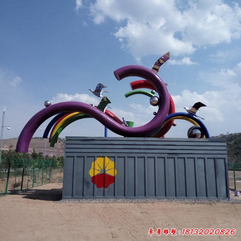 不銹鋼祥云雕塑，不銹鋼飛翔雕塑，廣場(chǎng)雕塑 (5)