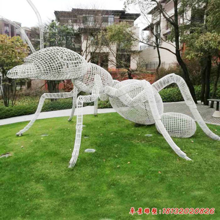 戶外不銹鋼鏤空螞蟻雕塑城市廣場(chǎng)酒店小區(qū)草地昆蟲動(dòng)物景觀擺件100904