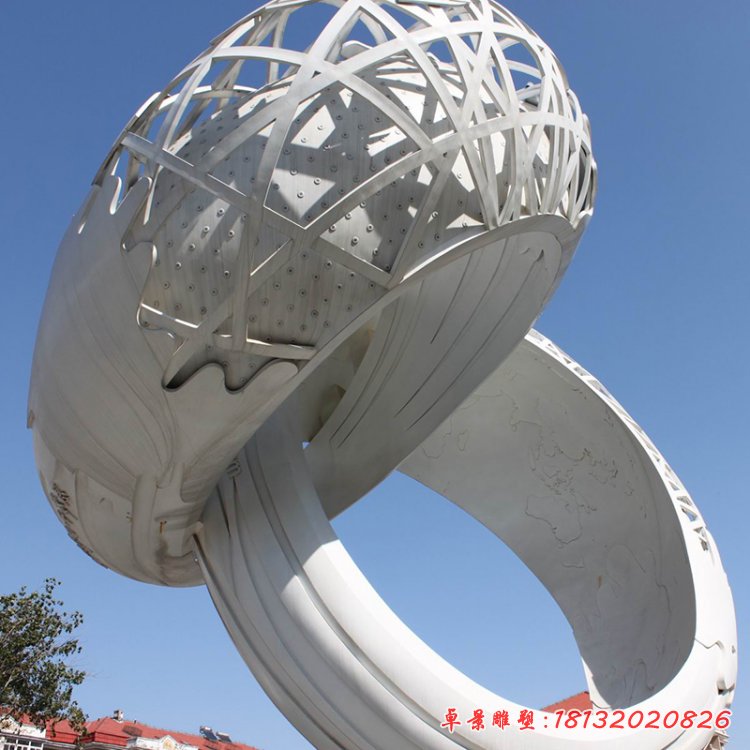 不銹鋼戒指雕塑，廣場(chǎng)戒指不銹鋼雕塑