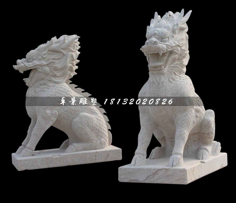 大理石麒麟雕塑，古代神獸石雕