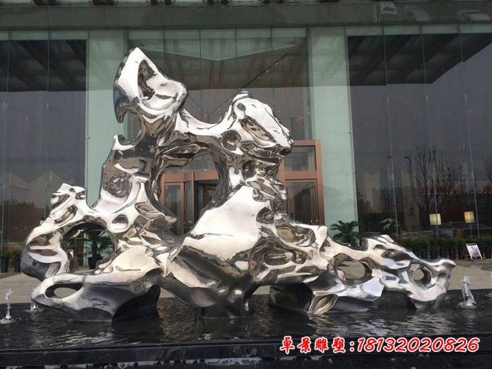 酒店門(mén)口不銹鋼太湖石