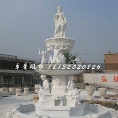 漢白玉噴泉雕塑，人物噴泉石雕