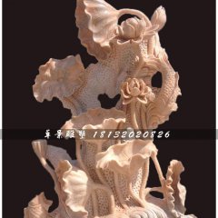 荷花景觀(guān)石雕，晚霞紅石雕