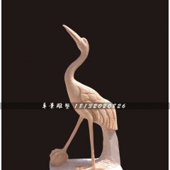 仙鶴石雕，晚霞紅仙鶴雕塑，公園動物雕塑