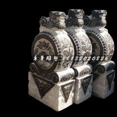 石雕門鼓，青石門墩雕塑