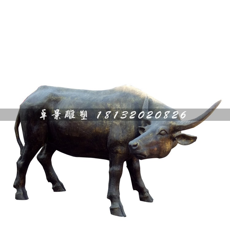 玻璃鋼仿銅牛，玻璃鋼金牛雕塑