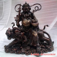 銅財(cái)神雕塑，財(cái)神騎虎銅雕
