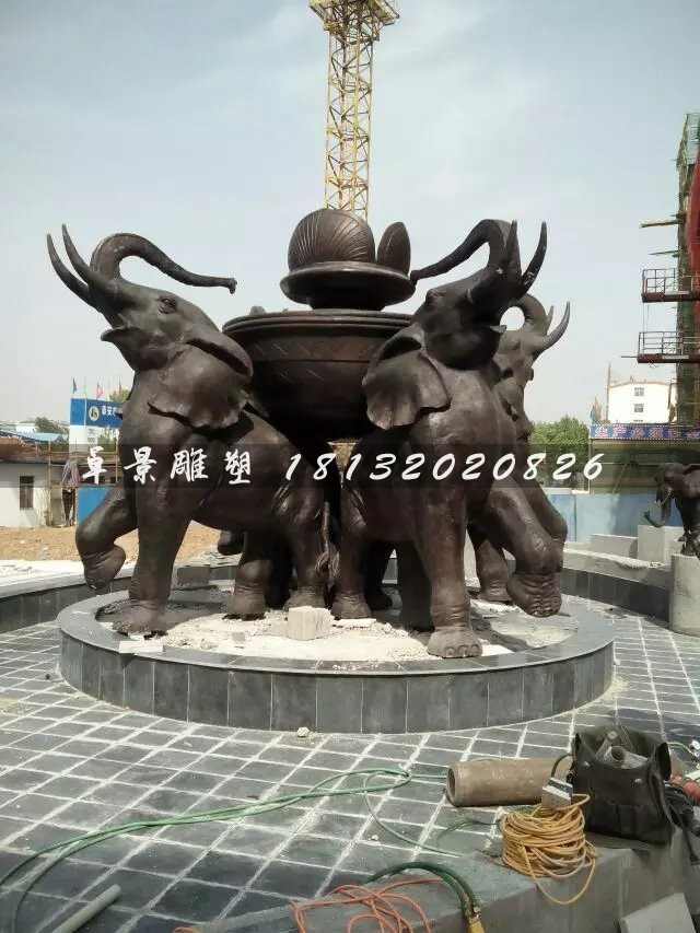 大象銅雕,公園大象噴泉雕塑