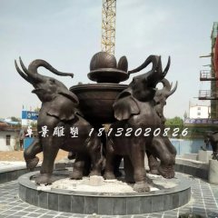大象銅雕，公園大象噴泉雕塑