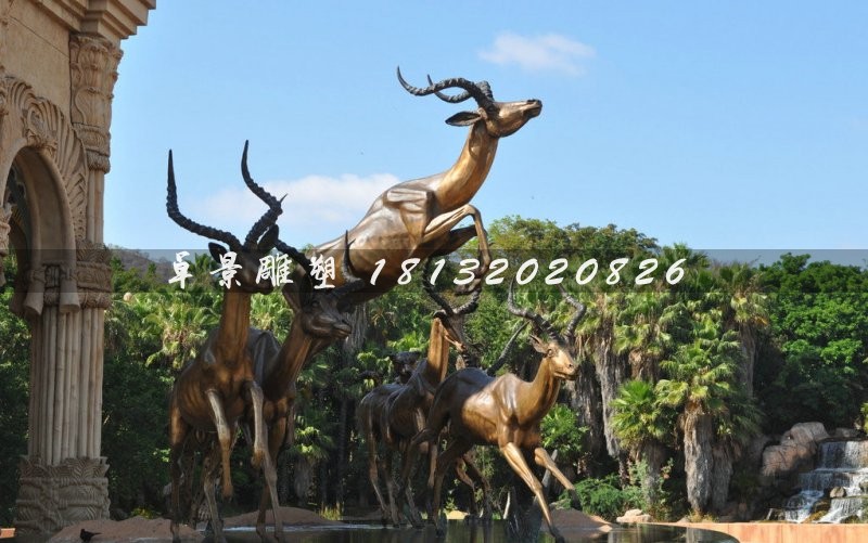 羚羊銅雕，景觀動(dòng)物雕塑