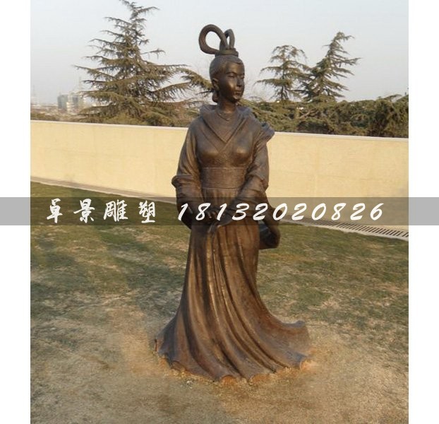 古代美女銅雕，廣場古人雕塑