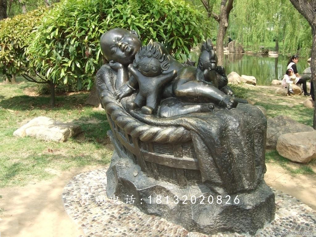 嬰兒睡覺銅雕,廣場人物銅雕