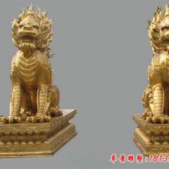 銅雕麒麟，鑄銅麒麟雕塑
