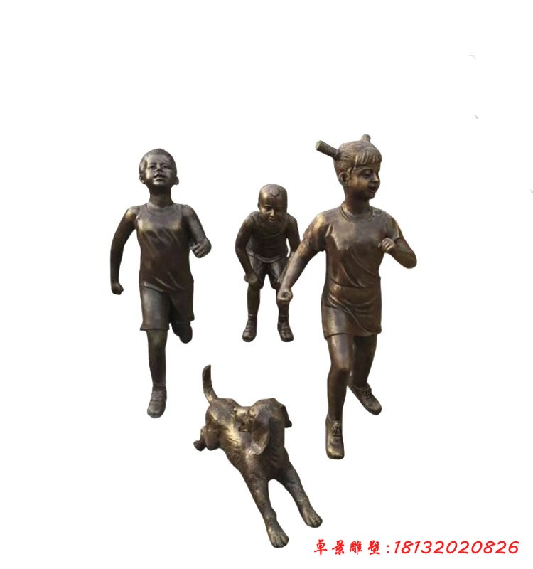 小孩玩耍銅雕，公園小品銅雕