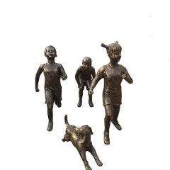 小孩玩耍銅雕，公園小品銅雕