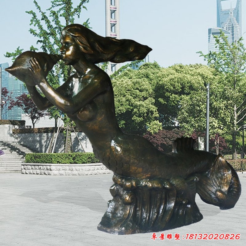 美人魚銅雕,海邊景觀銅雕