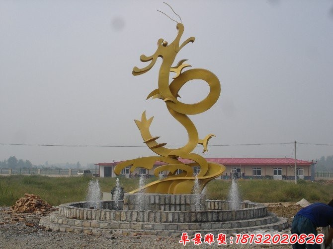 不銹鋼金龍雕塑，不銹鋼神獸雕塑
