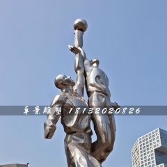 打籃球雕塑，不銹鋼運動雕塑