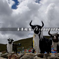 不銹鋼牦牛雕塑，不銹鋼草原雕塑
