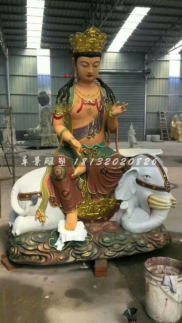 玻璃鋼普賢菩薩雕塑，玻璃鋼彩繪佛像