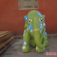 玻璃鋼彩色大象雕塑，公園玻璃鋼大象雕塑