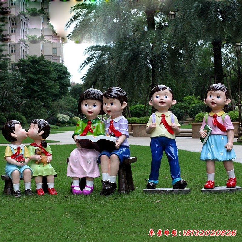 玻璃鋼小學生雕塑，玻璃鋼人物雕塑