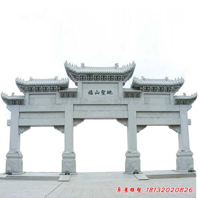 大理石三門(mén)五樓牌坊雕塑