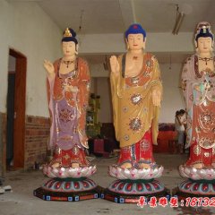玻璃鋼西方三圣雕塑，彩繪佛像雕塑