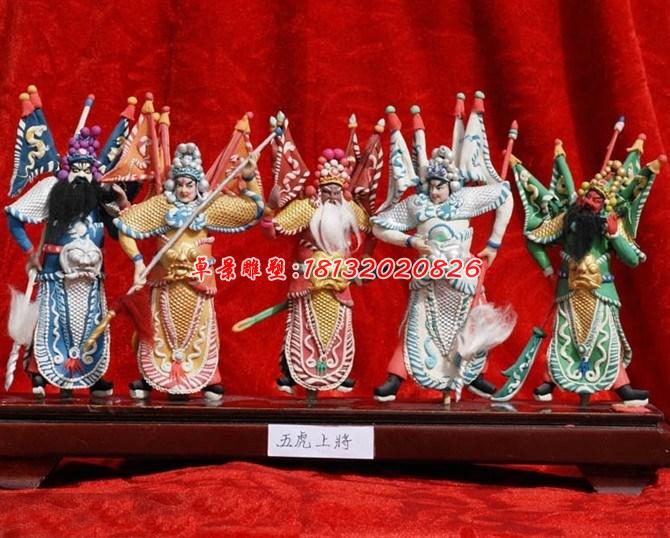 玻璃鋼五虎上將雕塑，玻璃鋼戲劇人物雕塑