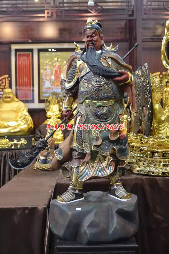 玻璃鋼關(guān)公雕塑，玻璃鋼人物雕塑