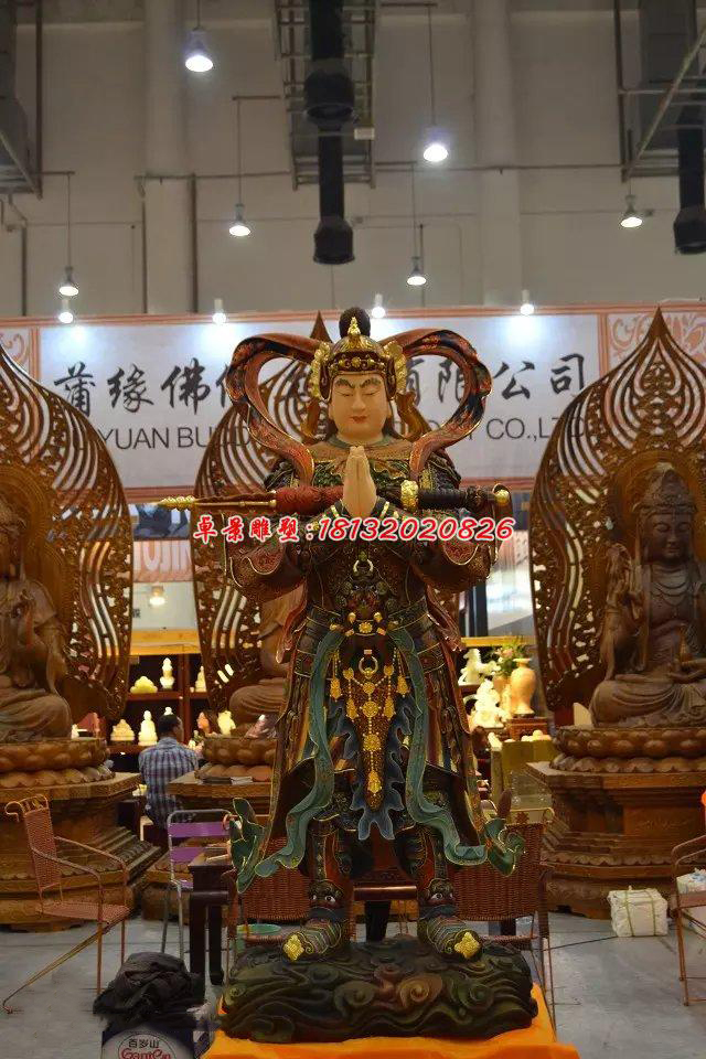 玻璃鋼韋陀菩薩雕塑，玻璃鋼神仙雕塑