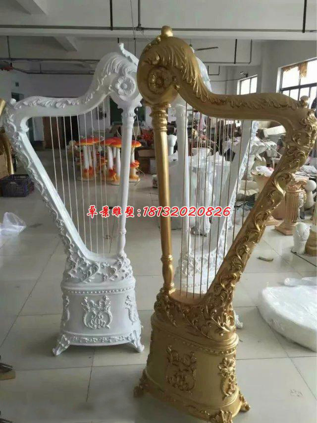 玻璃鋼豎琴雕塑，玻璃鋼仿真雕塑