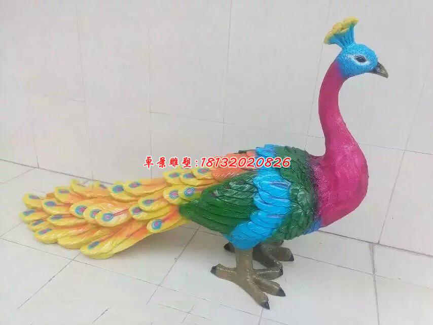 玻璃鋼孔雀雕塑，彩繪孔雀雕塑