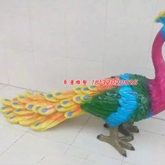 玻璃鋼孔雀雕塑，彩繪孔雀雕塑