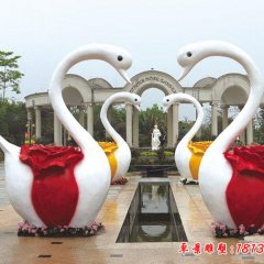 玻璃鋼天鵝雕塑，愛心鵝雕塑