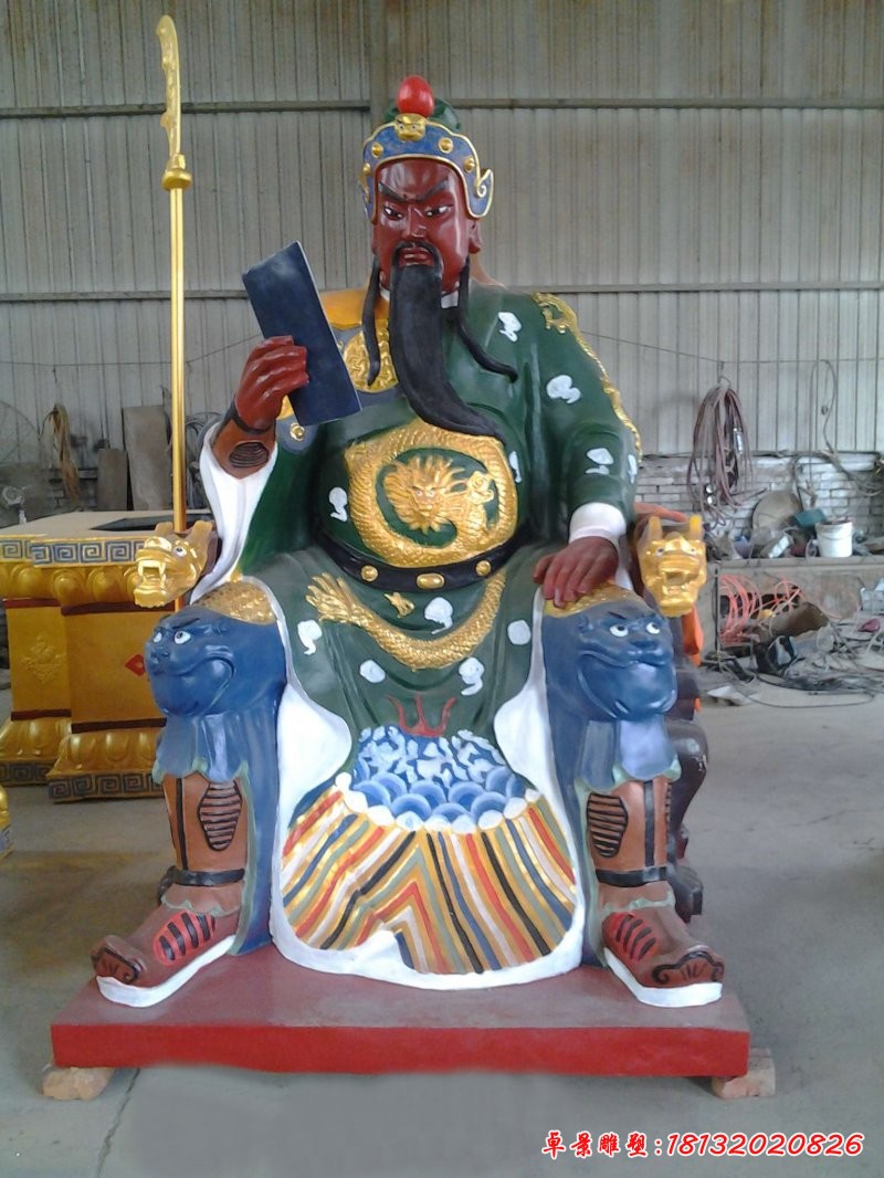 關(guān)公讀春秋雕塑，玻璃鋼關(guān)公雕塑