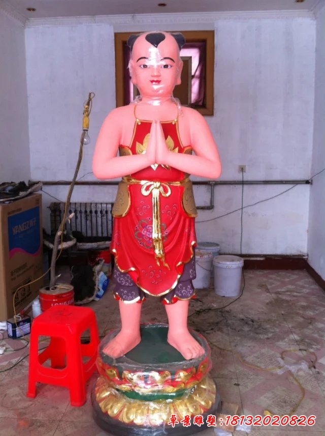 玻璃鋼善財雕塑,寺廟神仙雕塑