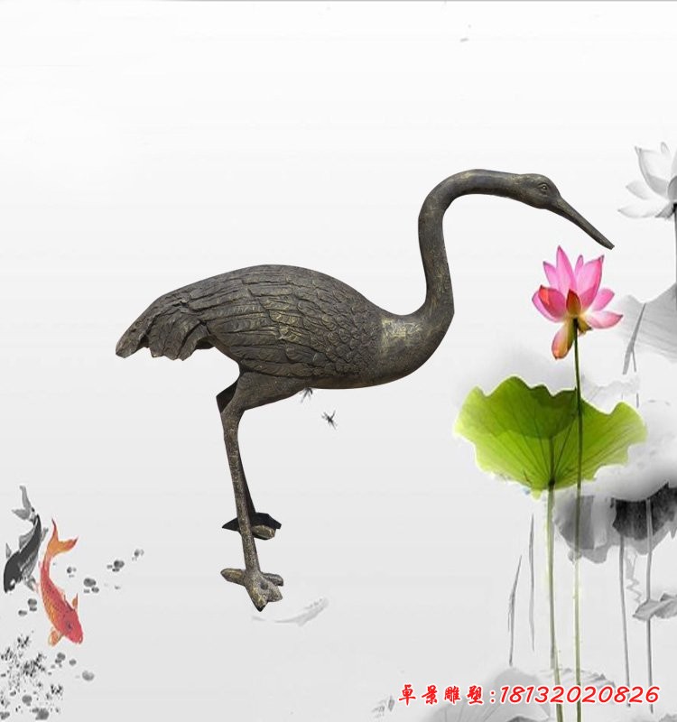 玻璃鋼丹頂鶴，仿銅動(dòng)物雕塑