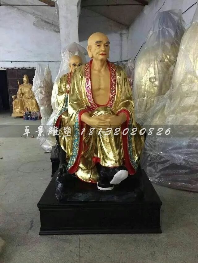 十八羅漢雕塑，玻璃鋼貼金佛像