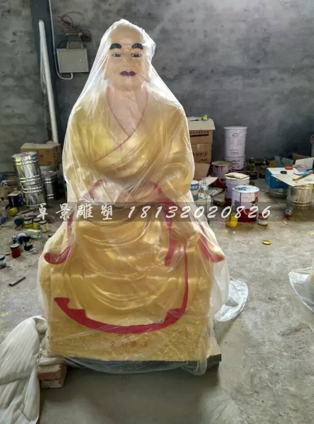 十八羅漢雕塑，玻璃鋼貼金佛像