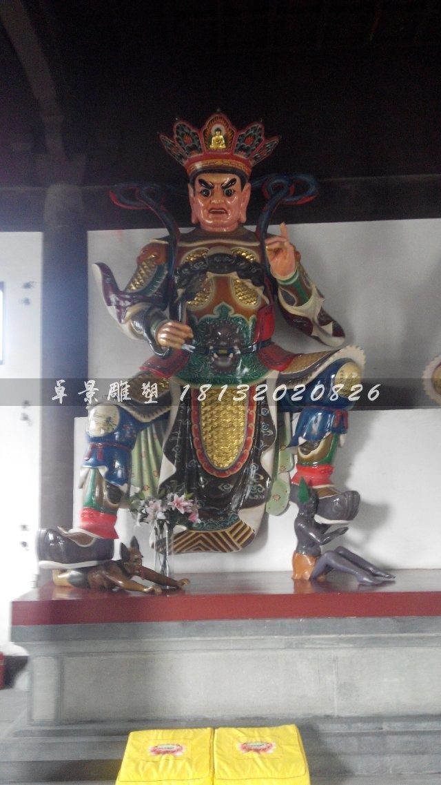 玻璃鋼四大金剛雕塑，彩繪神仙雕塑