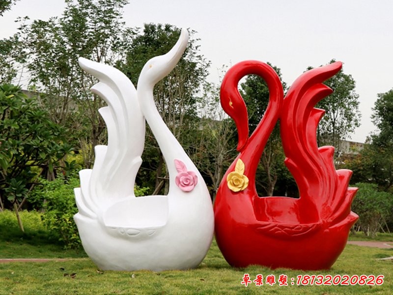 天鵝雕塑,公園玻璃鋼動(dòng)物雕塑